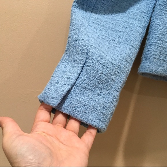 Zara Blazer Jacket Cropped Tweed Blue Preppy Blogger Fav Women’s Size s - Picture 5 of 10